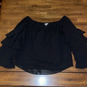 Naked Zebra Tiered Bell Sleeve Off Shoulder Top